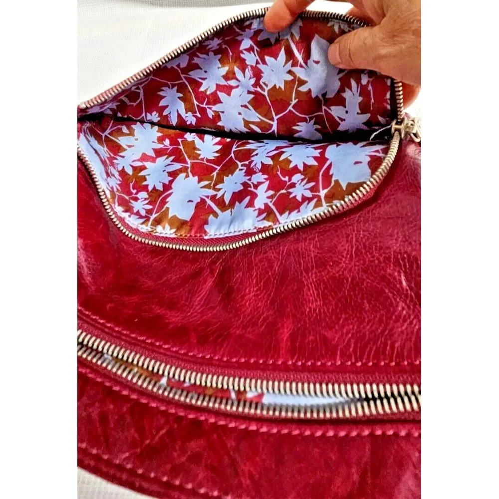 Hobo the Original  Plum Colored doubt zip front Leather‎ Crossbody 10